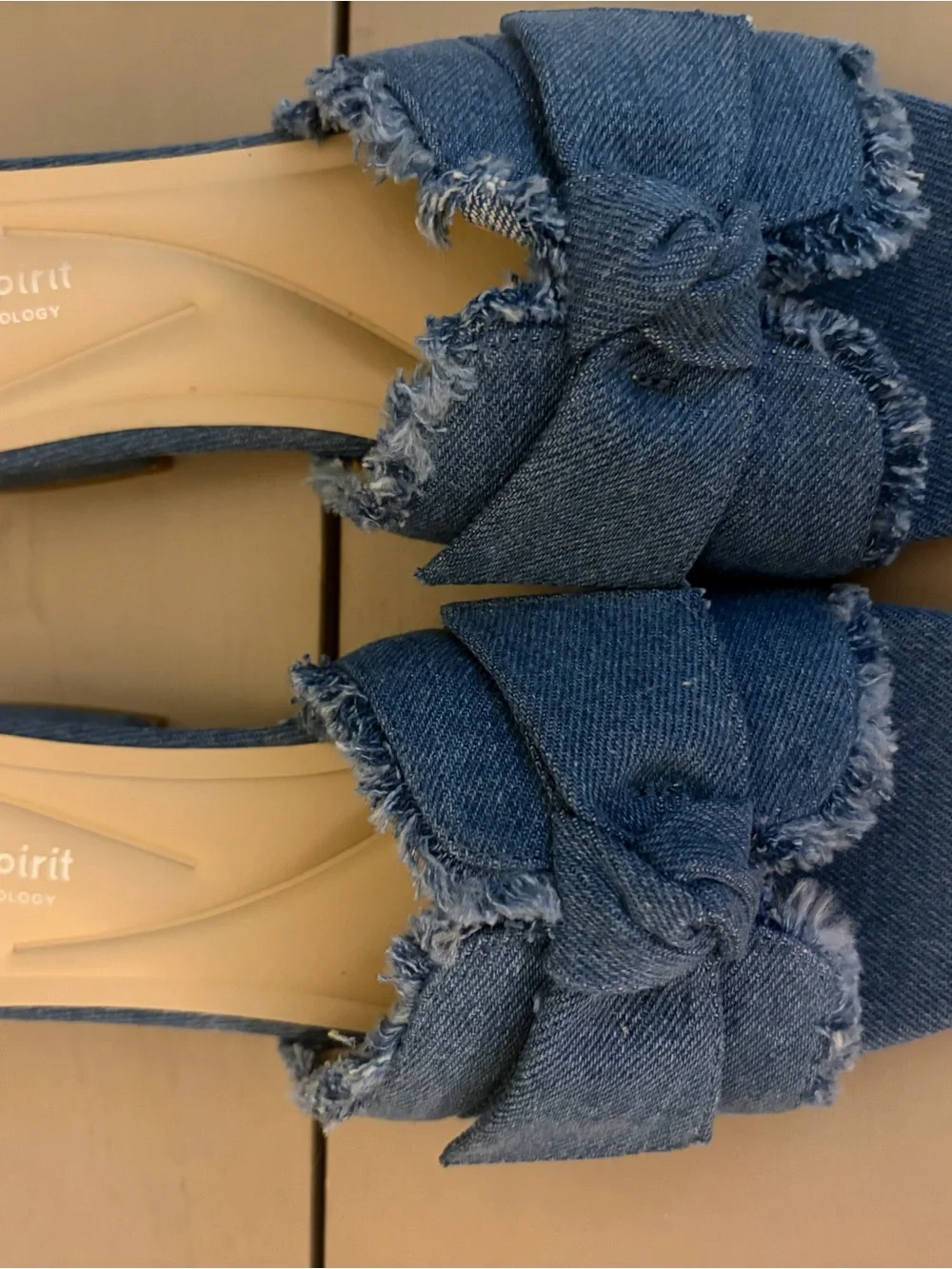 Easy Spirit Girly2 Knotted Frayed Denim Slide Sandals - Blue
